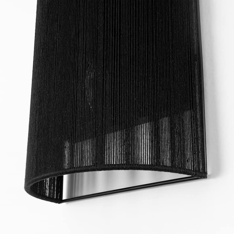 2-Light Modern Boho Natural Ivory/Black Hand-Woven Rope Fabric Flush Mount Wall Sconces