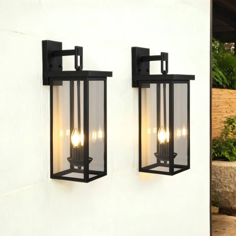 22" Outdoor Wall Lantern with Dusk-Dawn Sensor - 2-Light