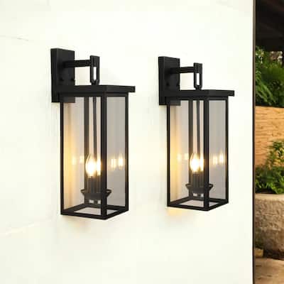 22" Outdoor Wall Lantern with Dusk-Dawn Sensor - 2-Light