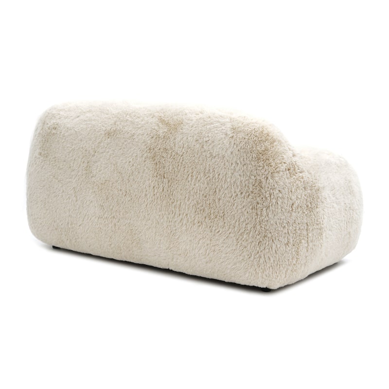 Furniture of America Cynra Modern 66-inch Faux Fur Loveseat with Ball Pillow