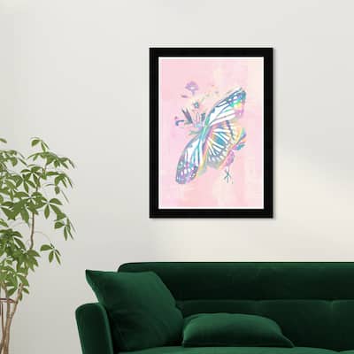 Wynwood Studio Prints Animals Shimmering Butterfly Pink and Pastel Pink Glam Wall Art Canvas Print