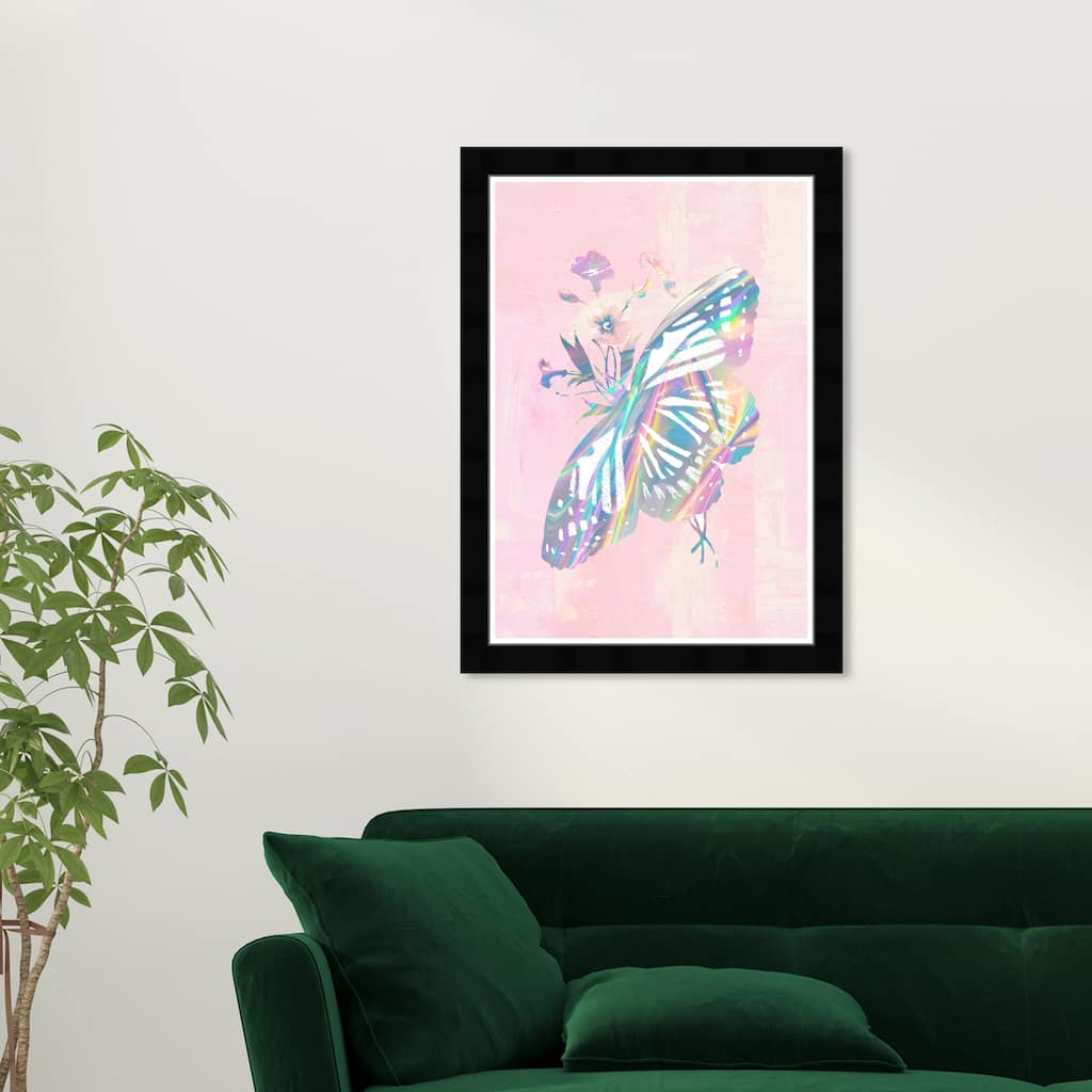Wynwood Studio Prints Animals Shimmering Butterfly Pink and Pastel Pink Glam Wall Art Canvas Print