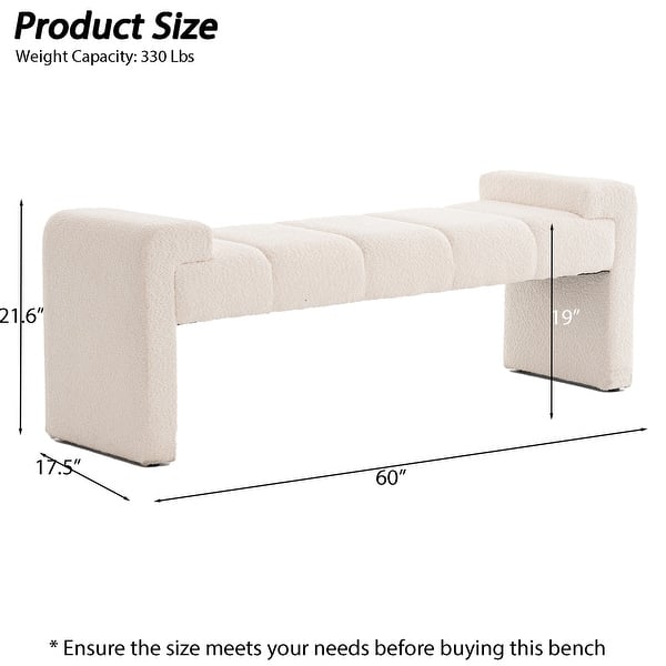 dimension image slide 1 of 10, Boucle Bedroom Bench with Channel Tufted Modern Entryway Bench Window Bench End of Bed Bench