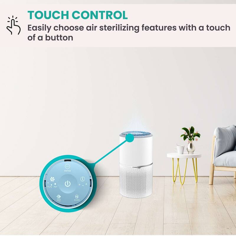 Equator Air Purifier/Sterilizer PET 110V 269sf ION Smoke Remover HEPA