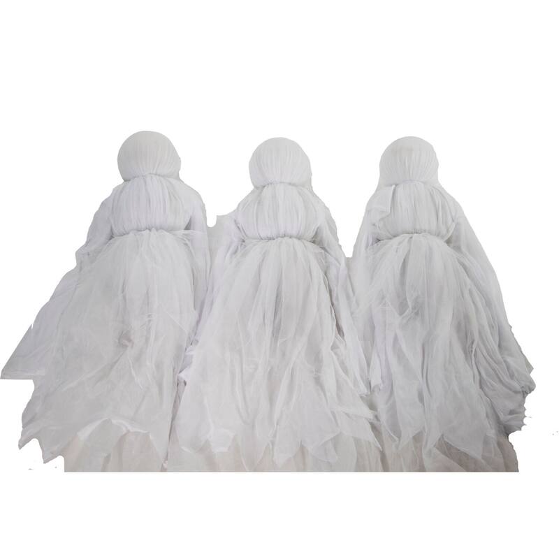 Haunted Hill Farm Lawn Decor Ghosts, Outdoor Halloween Decoration, Light-Up White, Hanging Option