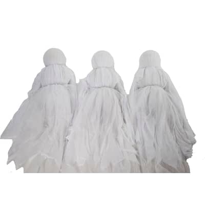 Haunted Hill Farm Lawn Decor Ghosts, Outdoor Halloween Decoration, Light-Up White, Hanging Option