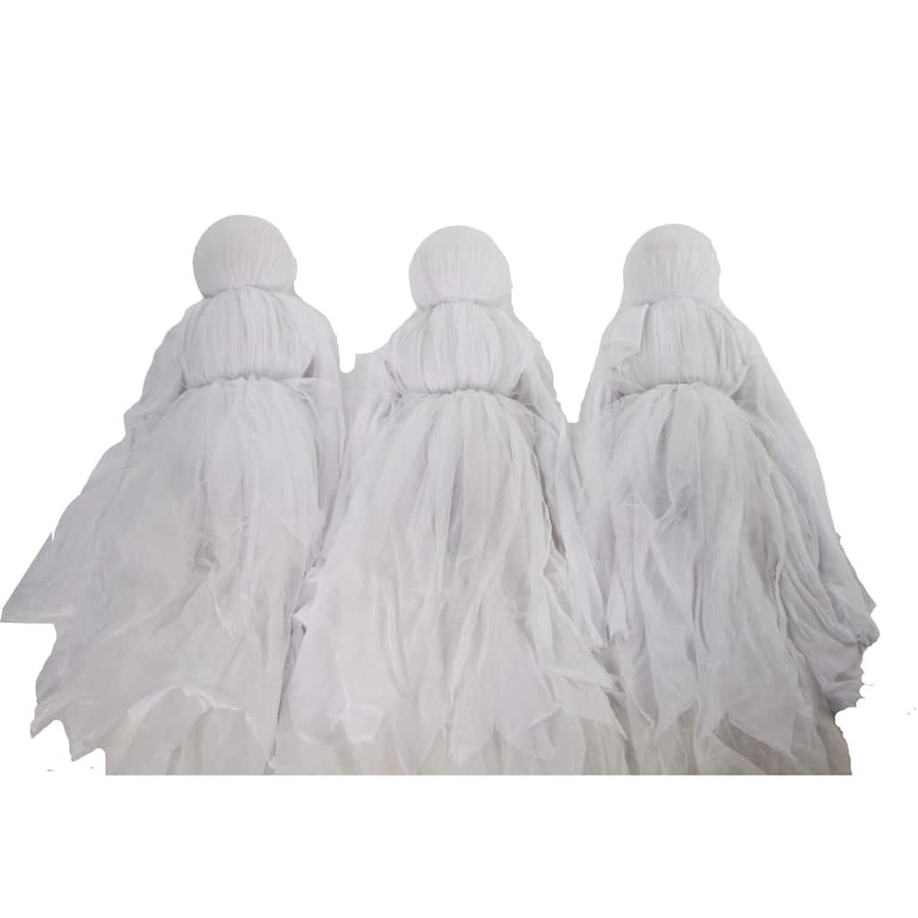 Haunted Hill Farm Lawn Decor Ghosts, Outdoor Halloween Decoration, Light-Up White, Hanging Option