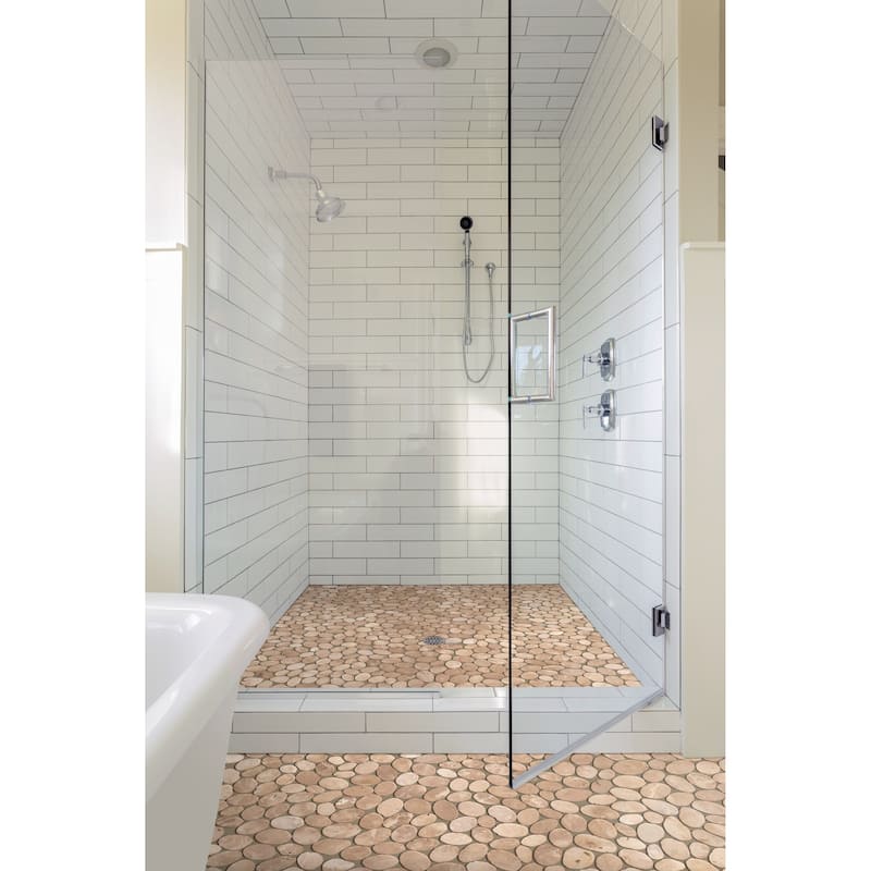 Coin Marble 11 in. x 11 in. Marble Mesh-Mounted Mosaic Wall and Floor Tile