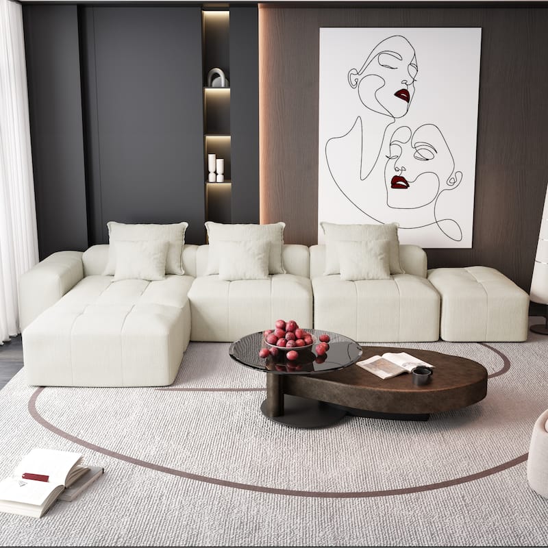 Modern Oversized Modular Sectional Sofa, with 6 Pillows,6 PCS DIY Combination Tufted Sofa