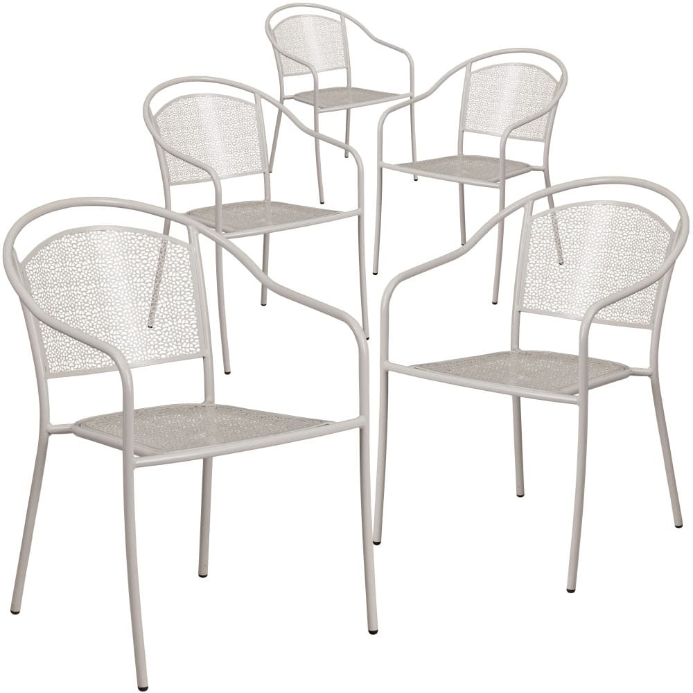5 Pack Indoor-Outdoor Steel Patio Arm Chair with Round Back