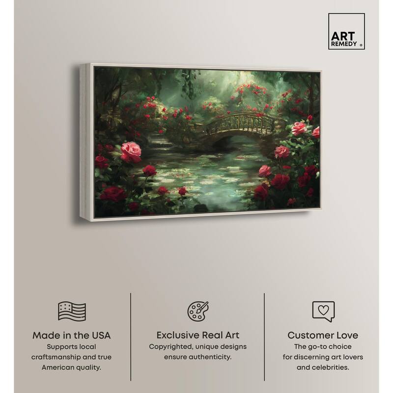 Rose Garden Bridge Canvas by Art Remedy
