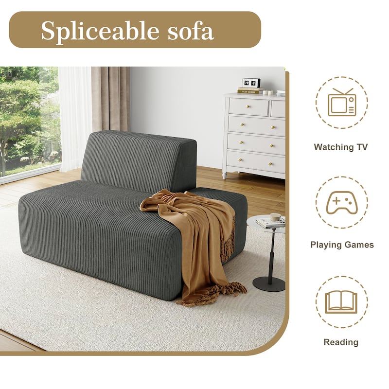 UIXE 50.7" W Soft Corduroy Sofa Chair Comfortable Lounge Chair For Indoor Space - 50.7" W x 31.8 H" 35.3 D"