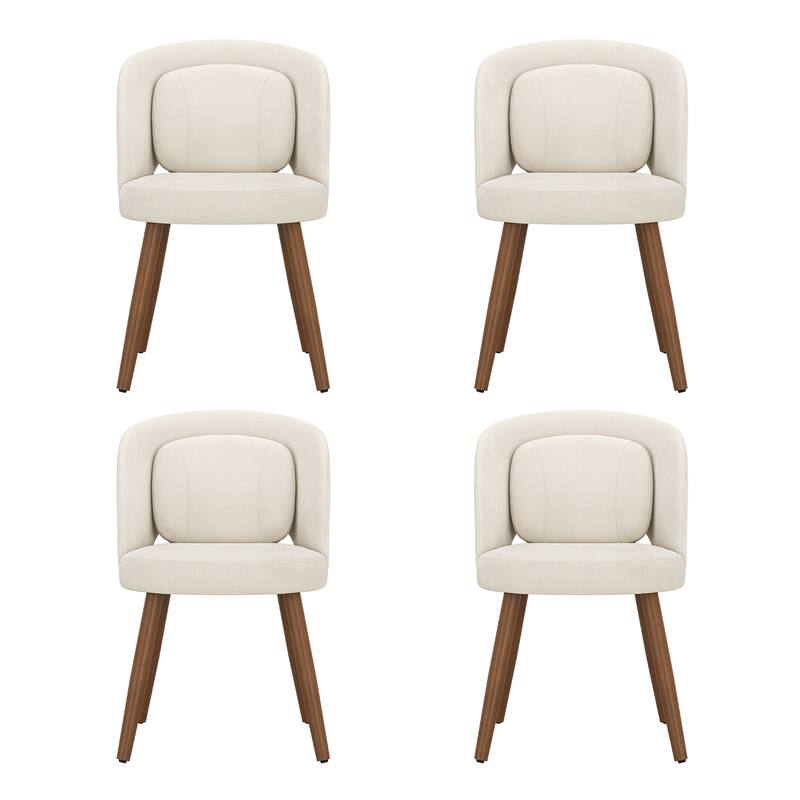 Upholstered Dining Chairs with Back Set of 2/4/6，Linen Dining Room Chairs with Lumbar Pillow for Dining Room, Beige