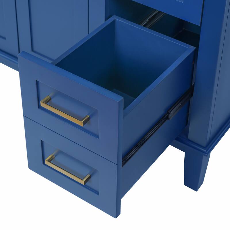 36" Modern Bathroom Vanity with Ceramic Sink, Soft Close Doors, 4 Drawers for Storage