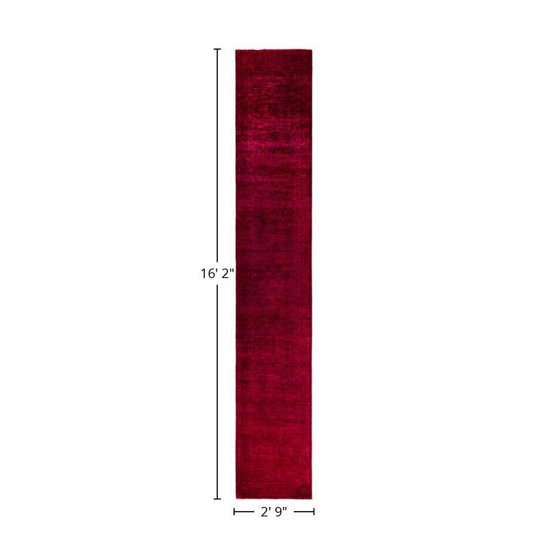 Overton Hand Knotted Wool Vintage Inspired Modern Contemporary Overdyed Pink Runner Rug - 2' 9" x 16' 2"