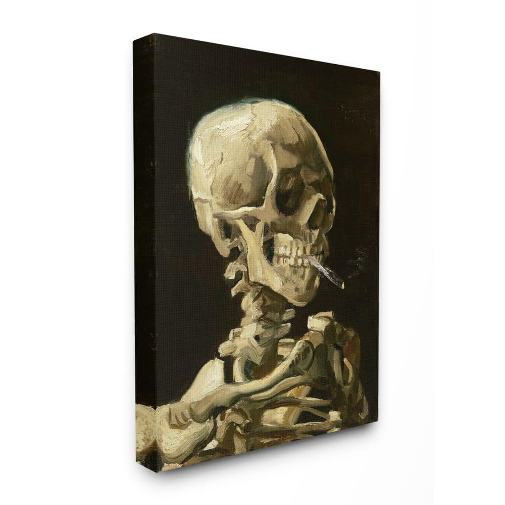 Stupell Skeleton With A Smoke Tan Black Van Gogh Classical Painting Canvas Wall Art