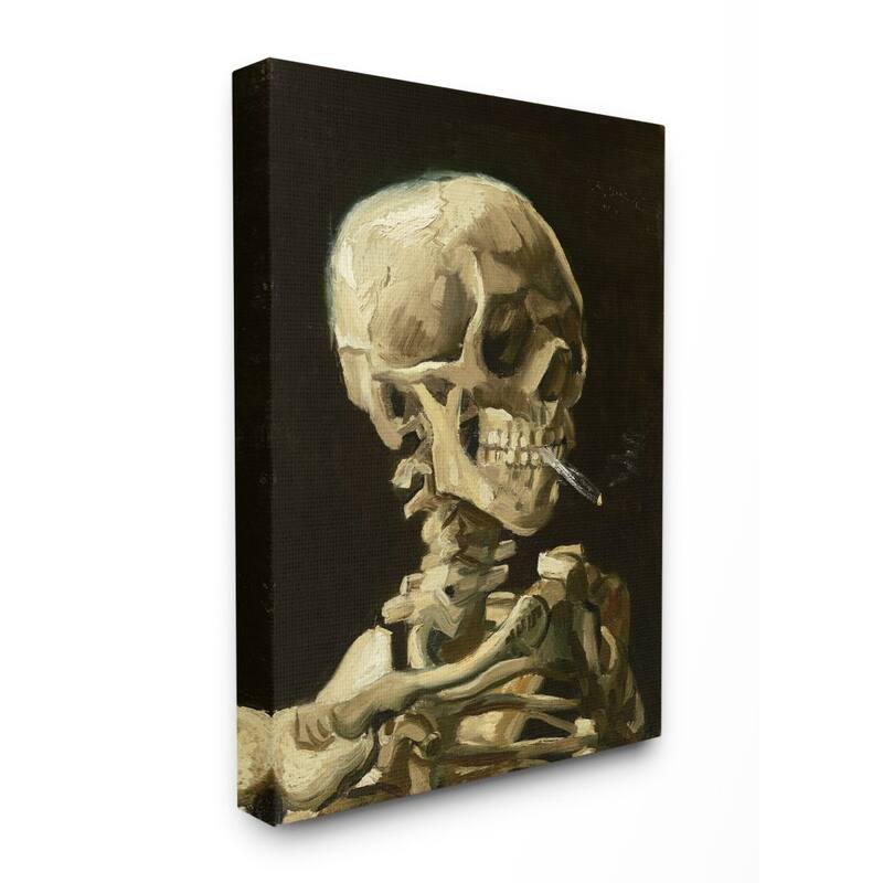 Stupell Skeleton With A Smoke Tan Black Van Gogh Classical Painting Canvas Wall Art - 30 x 40