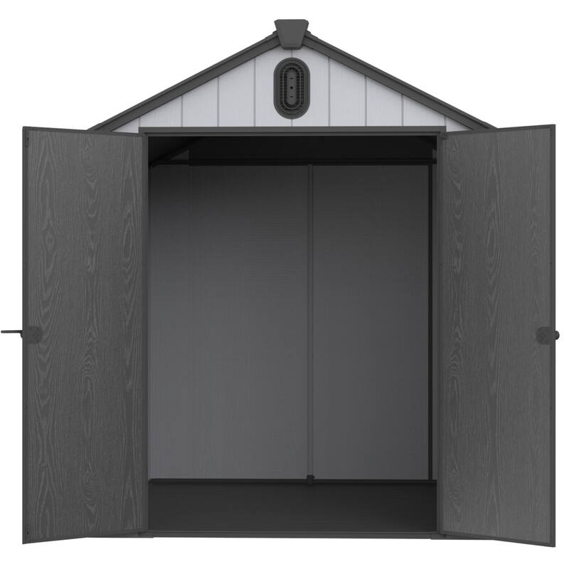 Plastic Outdoor Shed with Double Wall Panels & Rain Gutter Weatherproof Storage Shed, Hinged Double Doors
