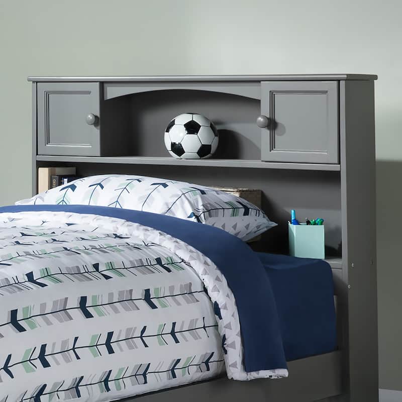 AFI Newport Bookcase Headboard with Attachable Charger - Grey - Twin