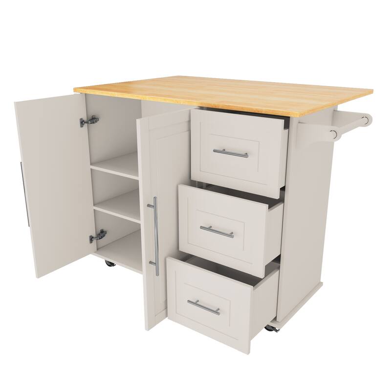 Kitchen Island with Extensible Solid Wood Table Top Bed Bath & Beyond