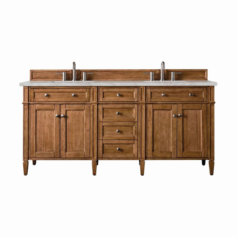 James Martin Vanities 650-V72-3VSL Brittany 72" Double Basin Poplar - Saddle Brown