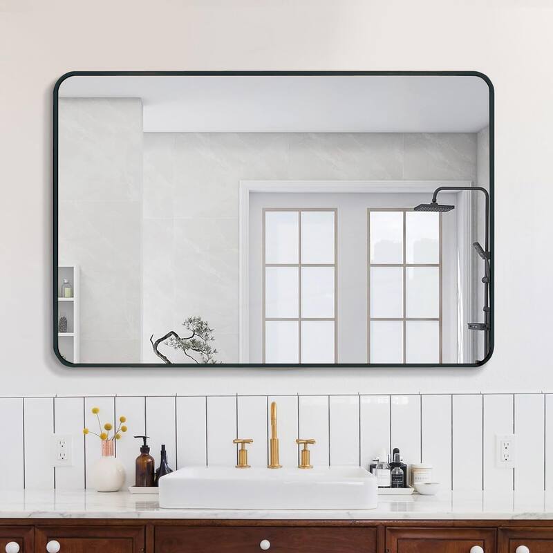 30x40 Inch Metal Framed Rectangular Rectangular Bathrrom Mirror