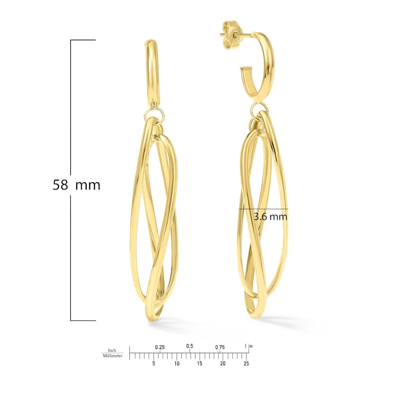 Clover 14K Yellow Gold High-Polish Twisted Oval Drop Earrings