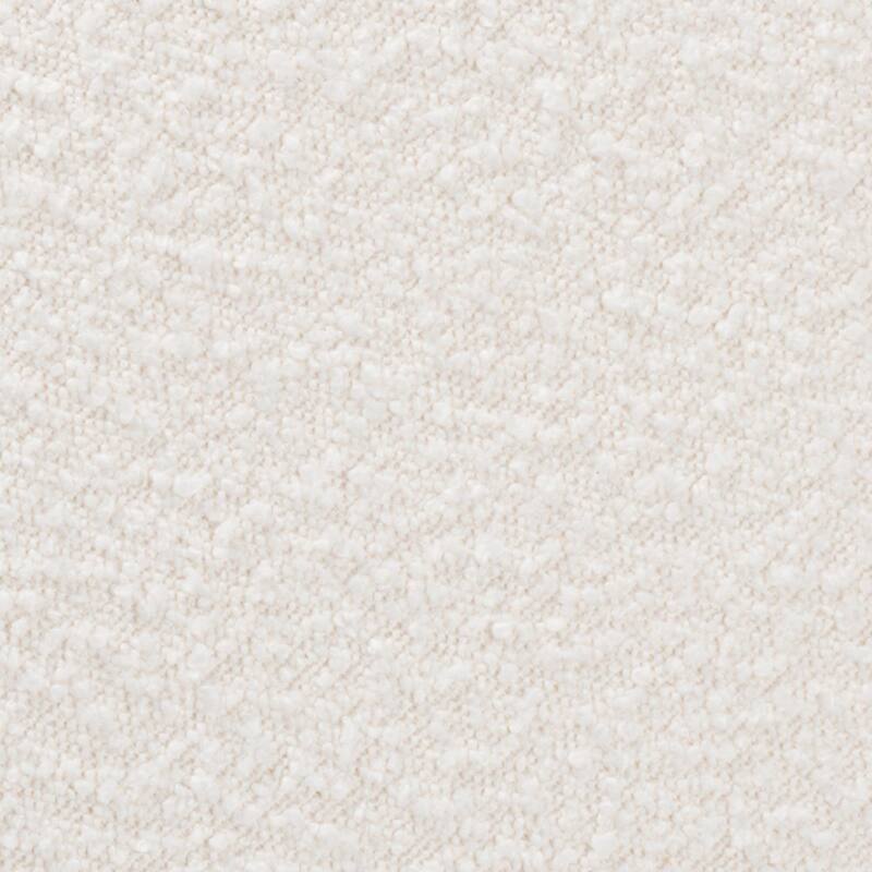Fisk Japandi Cream Boucle Fabric and Walnut Brown Finished Wood Ottoman Footstool