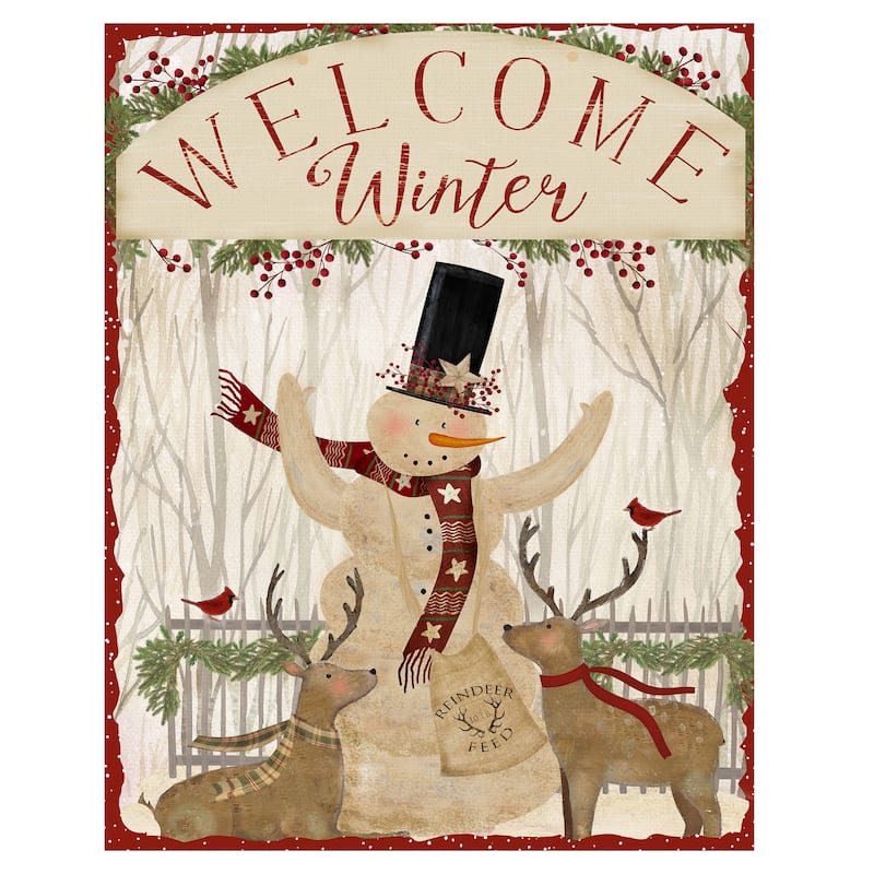 Snowman Welcome by Beth Albert Canvas