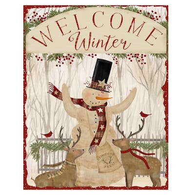 Snowman Welcome by Beth Albert Canvas