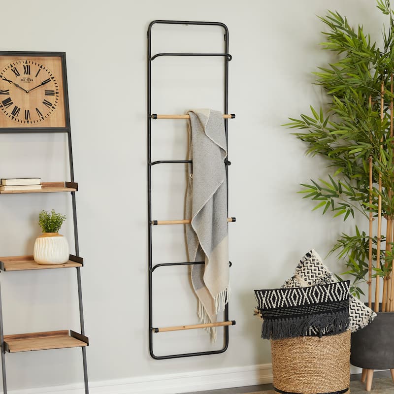 Metal Wall Mounted 6 Rack Ladder - Black or White - Roche River Decor