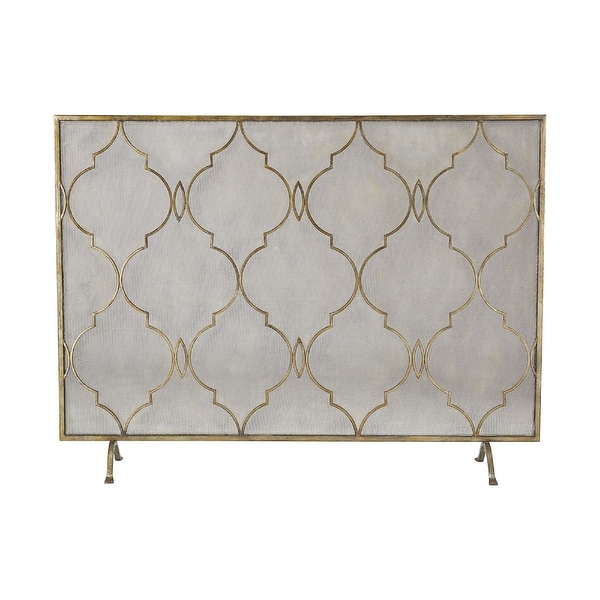 34" Antique Gold Agra Fire Screen - N/A
