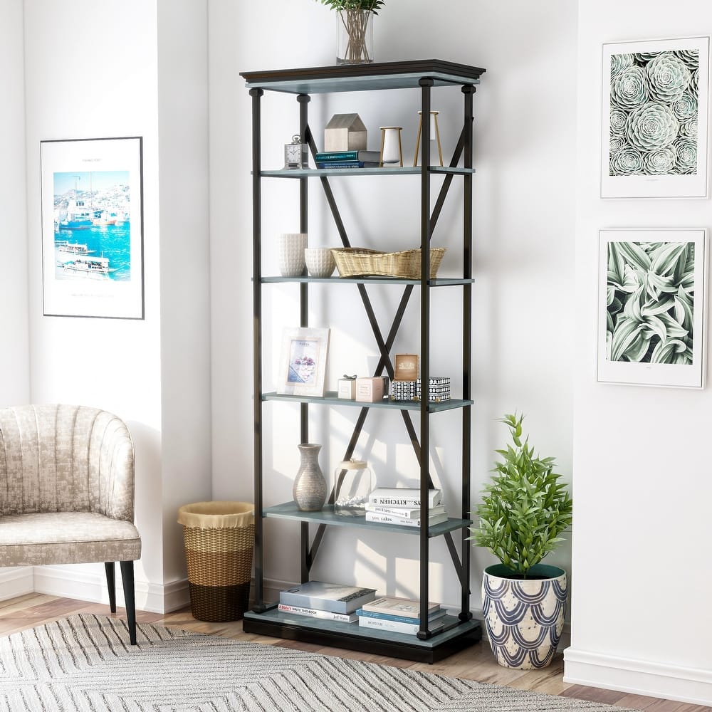 Marcin Transitional 84-inch Metal 5-Layer Bookcase by Furniture of America