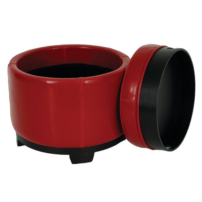 SAFAVIEH Suzy Storage Tray Ottoman - Red