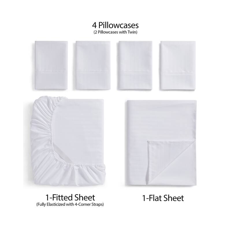 Sweet Home Collection 6 Piece Embossed Dobby Stripe Sheet Set, Double Brushed Microfiber