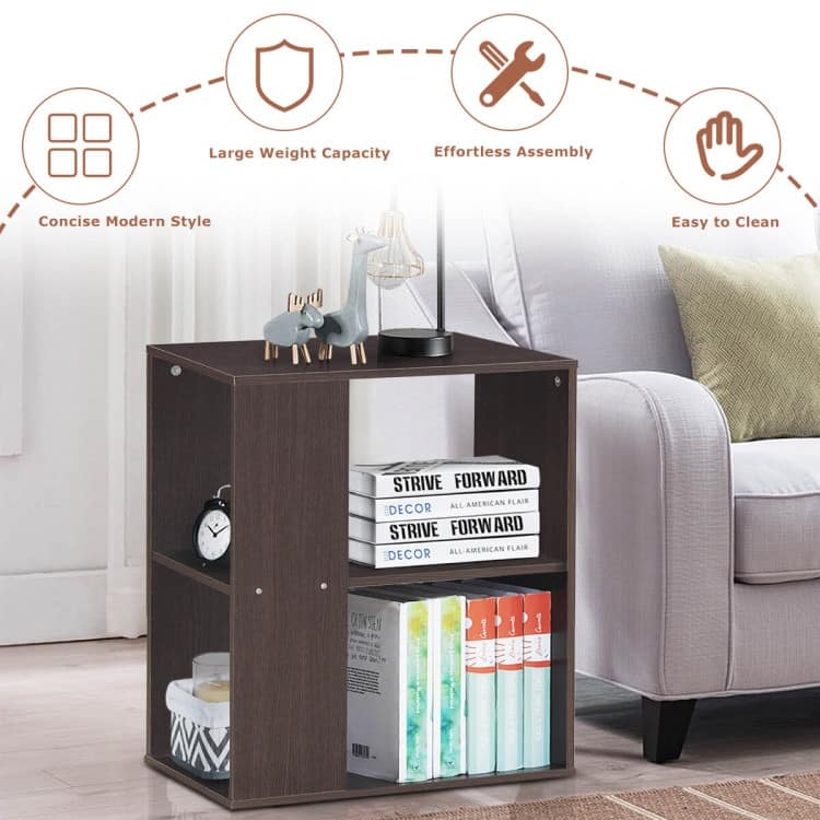 2-Tier Side End Table with Storage Shelves - 20.5" x 11.5" x 23.5" (L x W x H)