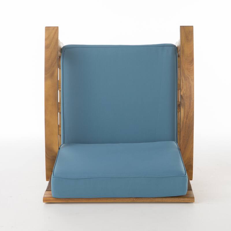 Solid Acacia Wood Club Chair Sets for 2, with Water Resistant Cushion