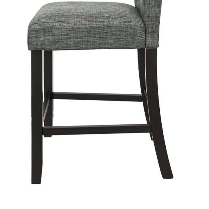 Counter Height Dining Chair With Tufted Grey Upholstery