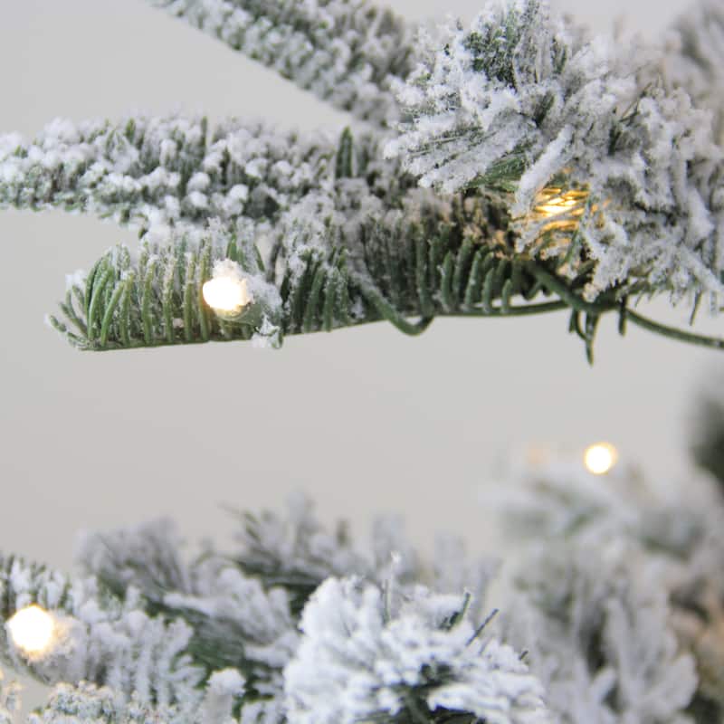 7.5' Slim Nordmann Fir Flocked Artificial Tree Warm Clear LED - 7.5 Foot