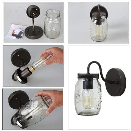 Farmhouse 1-Light Wall Sconce Glass Shade Bathroom Vanity Lights