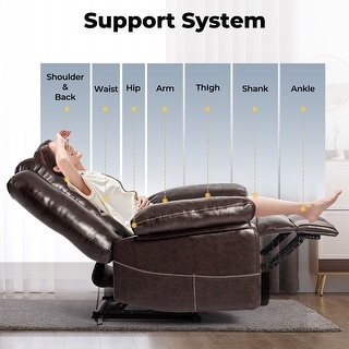 Breathable Leather Heated Massage Sofa Living Room Ergonomic Manual Recliner Chairs with Remote Controller Bed Bath Beyond 39392095