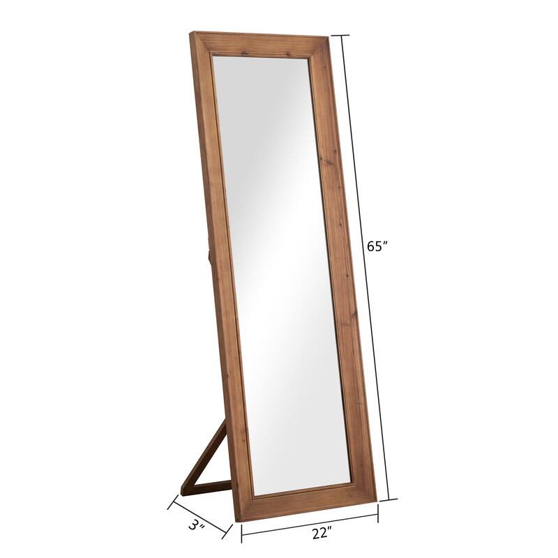 Modern Solid Wood Rectangle Framed Full Length Decorative Mirror in Brown - 64"x21"