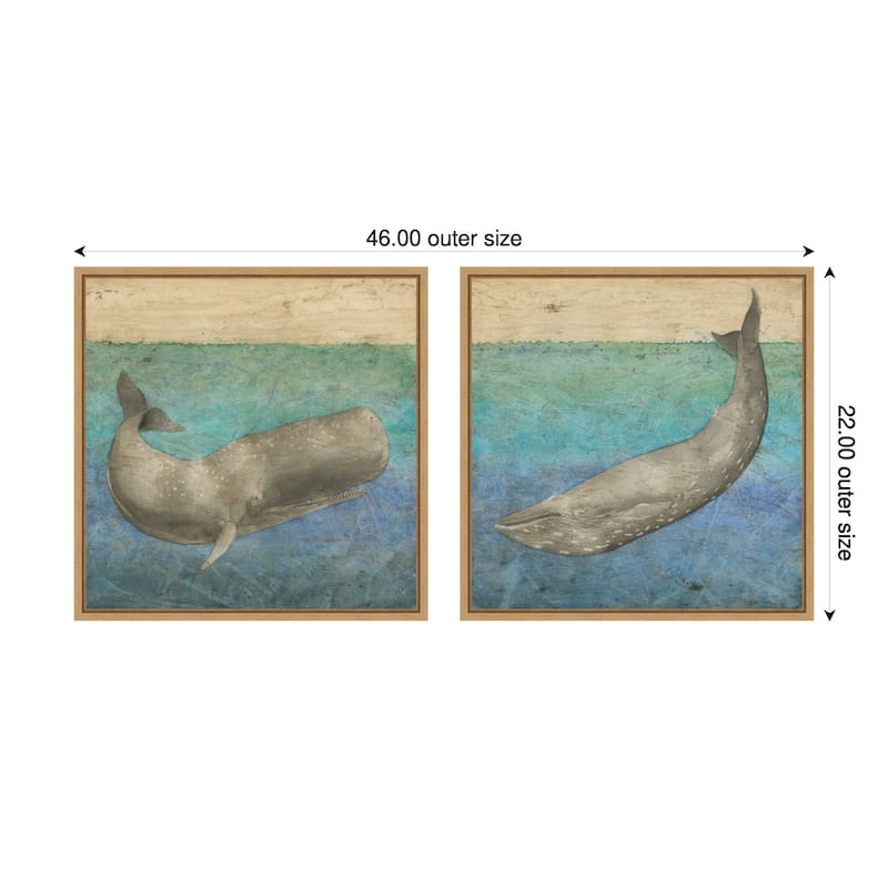 Amanti Art Diving Whale No. 1 & No. 2 - 2 Piece by Megan Meagher Framed Canvas Wall Art