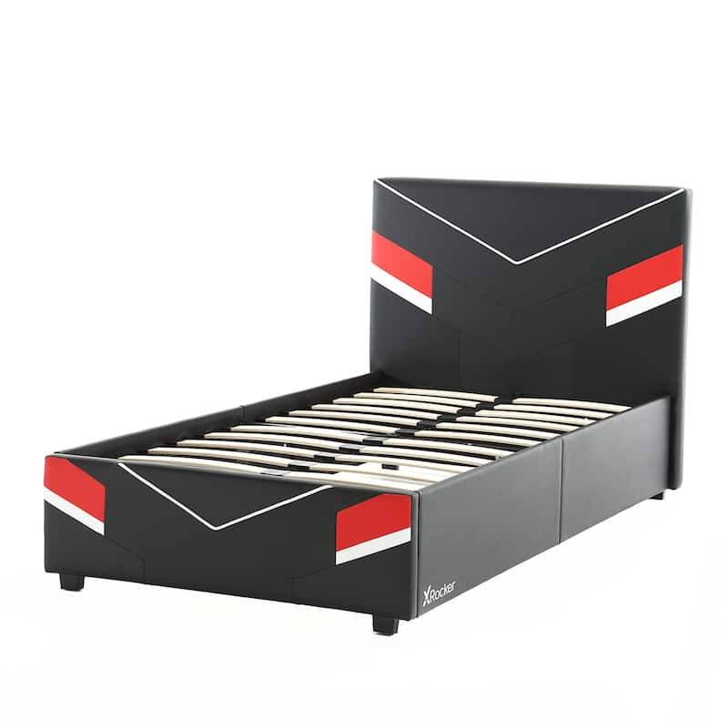 X Rocker Orion eSports Gaming Bed Frame, Black/Red, Twin