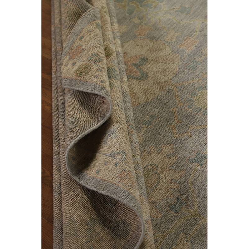Hand Knotted Oriental 100% Wool Carpet Transitional All-Over Greys & Charcoal Oushak Area Rug - 10' 0'' X 8' 1''