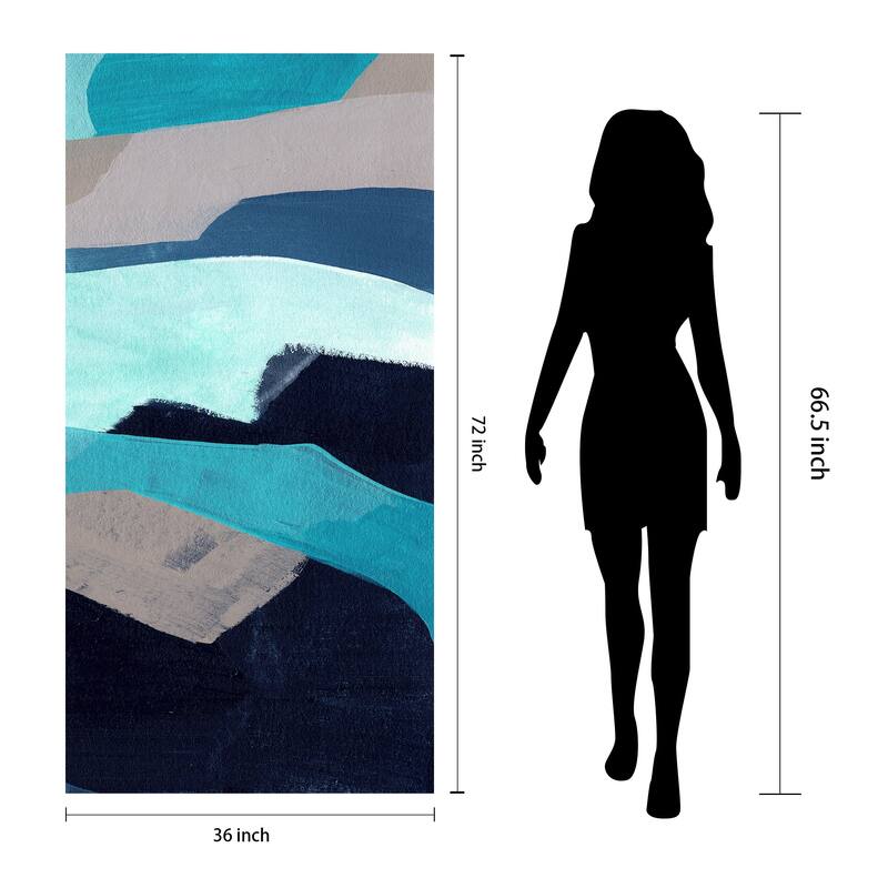 "Puzzle Blues D" Frameless Free Floating Tempered Glass Panel Graphic Wall Art