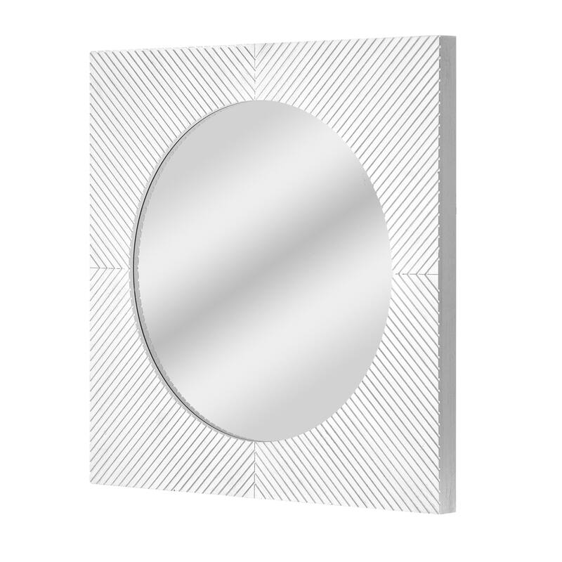 American Art Decor Carved Recollections Box Top Carved Mirror in Brown - 24" x 24" - White