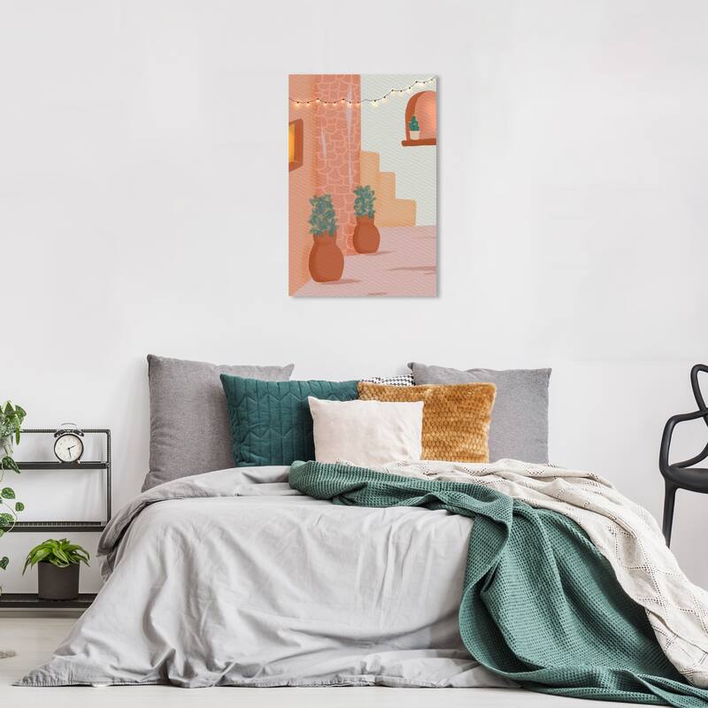 Wynwood Studio Canvas Architecture and Buildings Lost Town Street Orange and Bohemian & Eclectic Wall Art Canvas Print - 24 x 16
