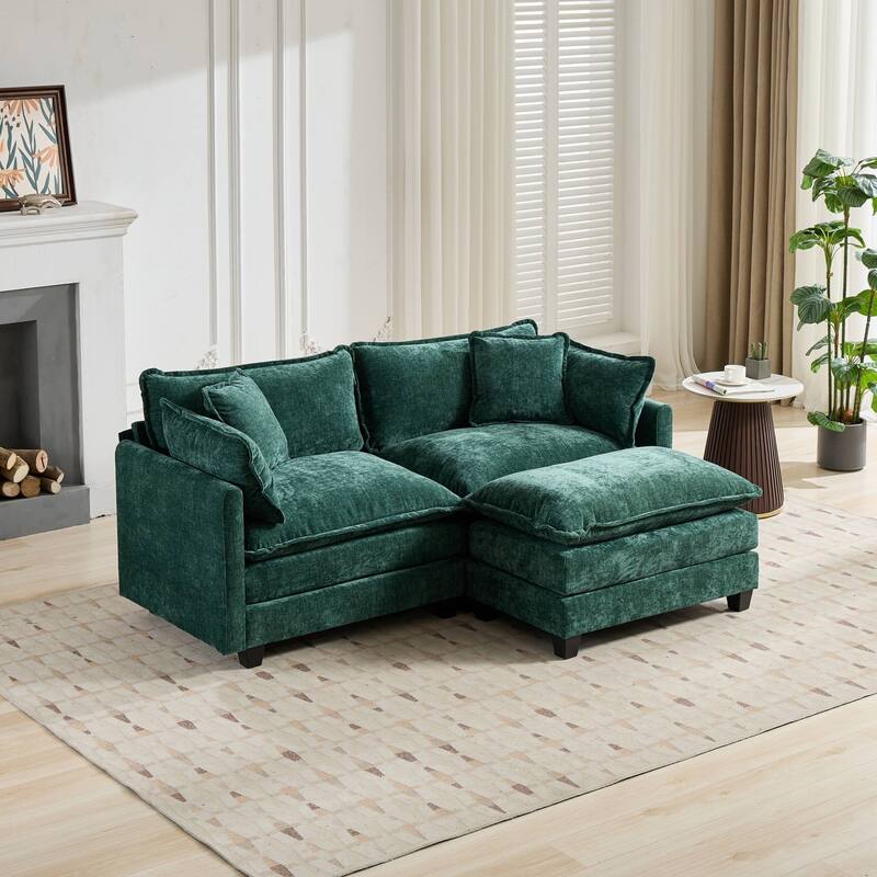 Roomfitters Large Upholstered Sofa Loveseat with Plush Cushions and Pillows, Modern Cloud Couch for Living Room
