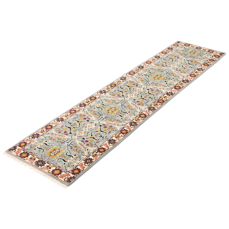 ECARPETGALLERY Hand-knotted Serapi Heritage Light Blue Wool Rug - 2'5 x 9'11